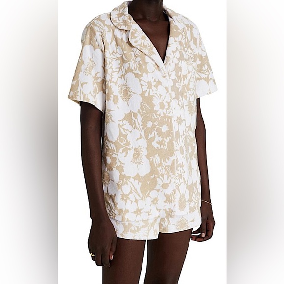 Faithfull The Brand NWT Montina Caronia Floral Sand Short Sleeve Shirt **Sz 4** - Picture 2 of 9